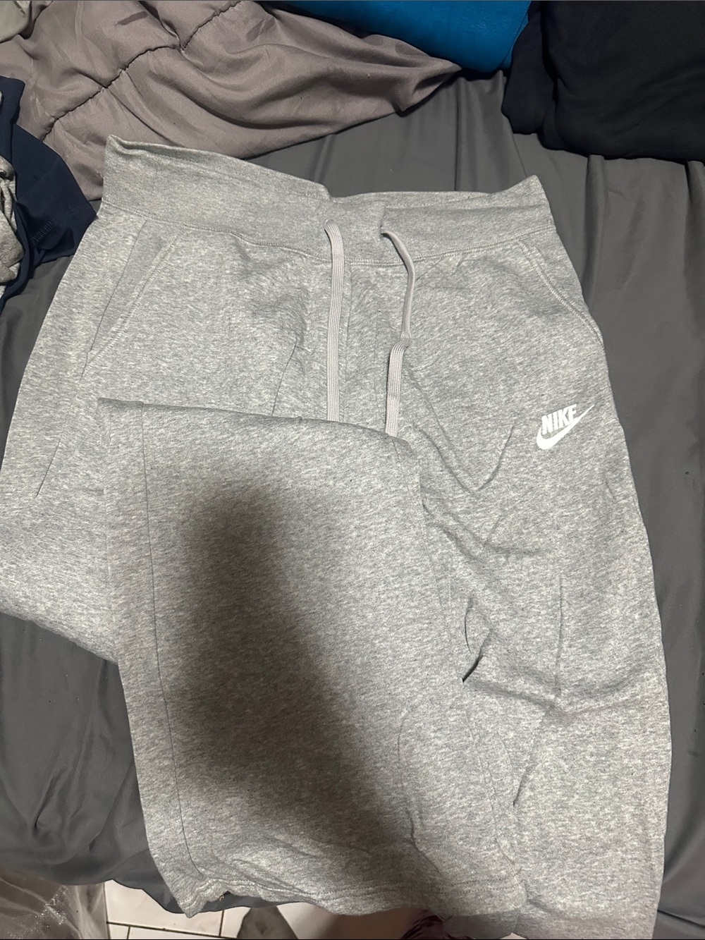 Nike Gray Kids Fleece Joggers with White Logo